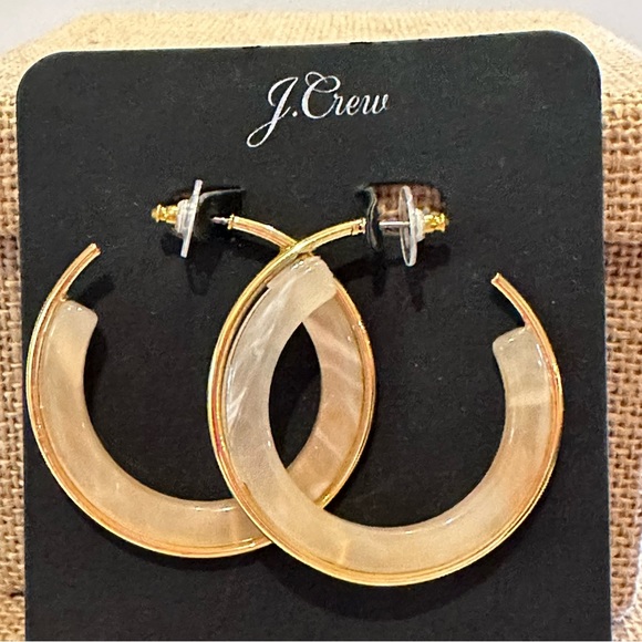 NWT J.Crew Hoop Earrings, post back, gold tone w/ acrylic inlay - Picture 3 of 7